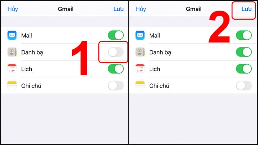 không đồng bộ được danh bạ iphone lên gmail
