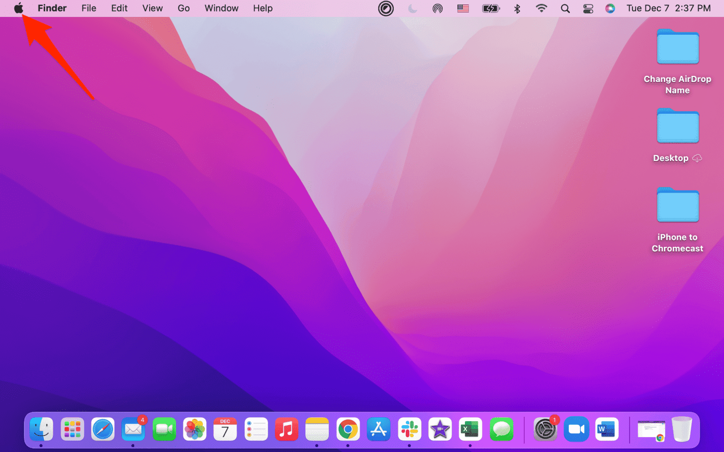 Nhấp vào biểu tượng Apple ở trên cùng bên trái màn hình của bạn.