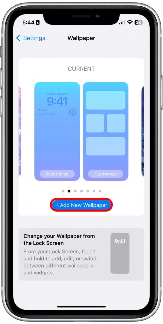 Nhấn vào Thêm hình nền mới.