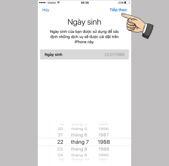 ​Chọn ngày tháng năm sinh