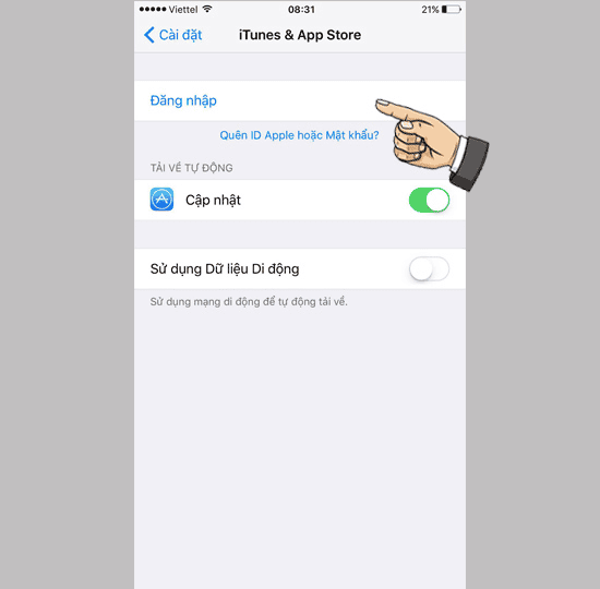 ​Đăng nhập tài khoản vào Appstore